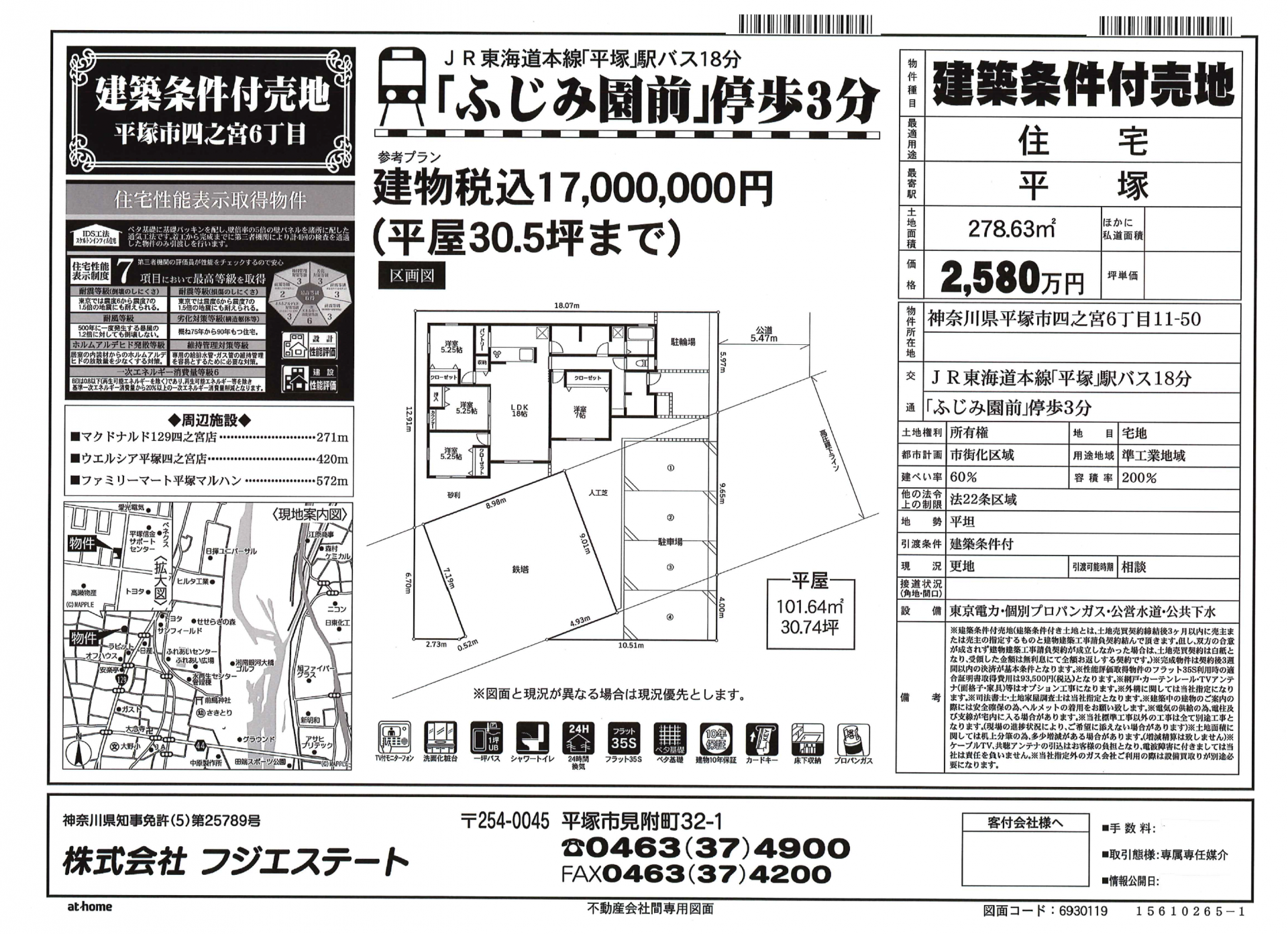 平塚市四之宮|建築条件付き売地